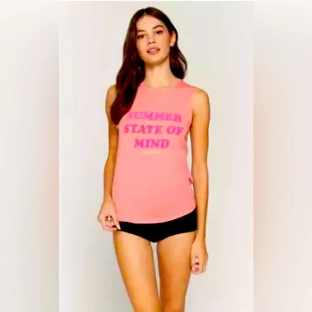 NWT Sz L Spiritual Gangster *Summer State of Mind* Orange & Pink Tee Evereve